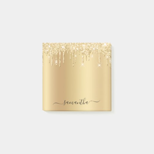Pale Gold Glitter Drips Glans Post-it® Notes (Voorkant)