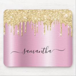 Pale Gold Glitter Drips Pink Shimmer Muismat