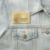 Pale Gold Glitter Drips Shimmer Naamplaatje (In situ)