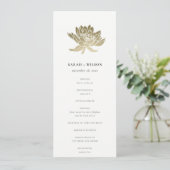 Pale Gold White Lotus Floral Wedding Programme (Debout devant)