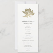 Pale Gold White Lotus Floral Wedding Programme (Devant)