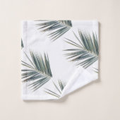Pale Green Palm Tree Feuille Motif (Gant de toilette)