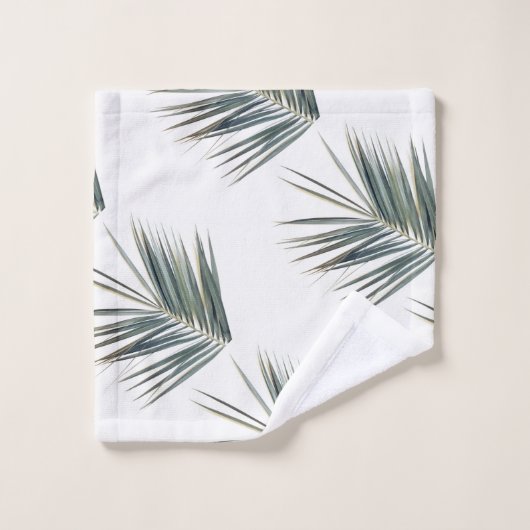 Pale Green Palm Tree Feuille Motif (Gant de toilette)