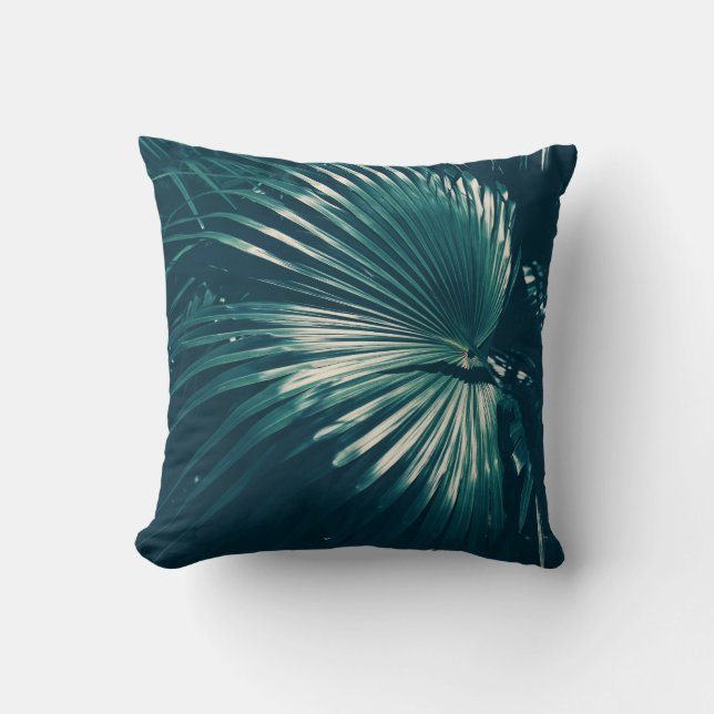 Pale Green Palm Tree Leaf Coussin Jeu d'oreiller (Recto)