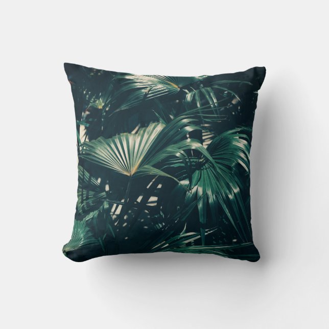 Pale Green Palm Tree Leaf Coussin Jeu d'oreiller (Recto)