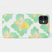 Pale Green Squash Feuilles Fleurs iPhone 11 Coque (Dos (Horizontal))