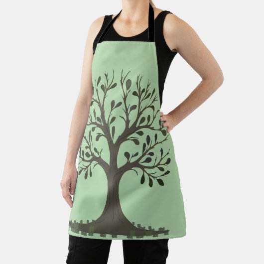 🌳 Pale Green Tree of Life Apron - Kitchen Schort (Insitu)