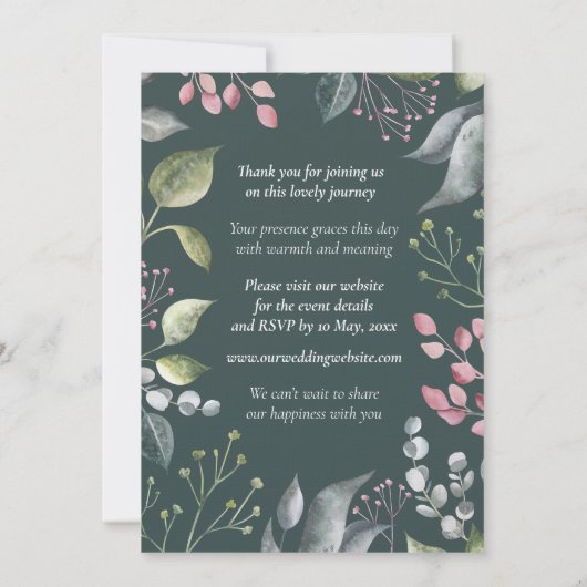 Pale Grey & Red Leaves Custom Wedding Invitation (Dos)