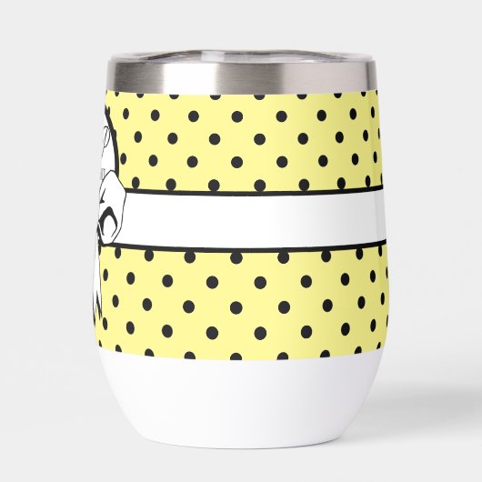 Pale Jaune Polka Pot Blanc Bow Personnalisé (Arrière)