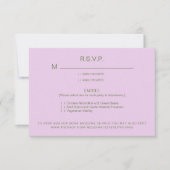 Pale Lavender Diner Options Mariage Carte RSVP (Devant)