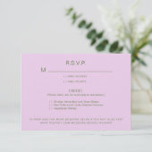 Pale Lavender Diner Options Mariage Carte RSVP (Debout devant)