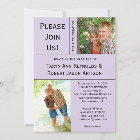 Pale Lavender Photo Block Post Faire-part de maria (Devant)