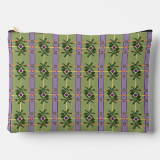 Pale Lavender Stripes with Greens Accessory Pouch  Etui