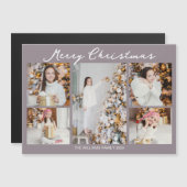 Pale Mauve Merry Christmas Photo Magnet Card (Devant / Derrière)