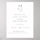 Pale Moderne Simple Baby shower Floral Affiche de  (Devant)