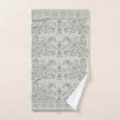 Pale Moss Green avec Grey Flourish Serviette (Serviette à main)