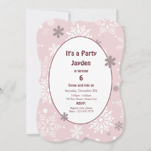 Pale Neige hiver Anniversaire Fête Invitation