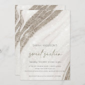 Pale Or Marbre Agate Douce 16 Invitation d'anniver (Devant / Derrière)