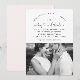 Pale Peach Couples Douche Photo Invitation