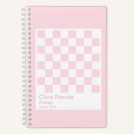 Pale Pink and White Checkerboard Notebook Notitieboek