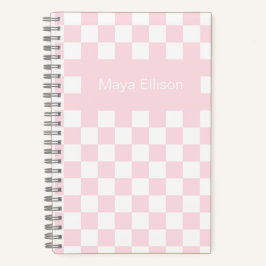Pale Pink and White Checkerboard Notebook Notitieboek