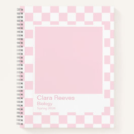 Pale Pink and White Checkerboard Notebook Notitieboek
