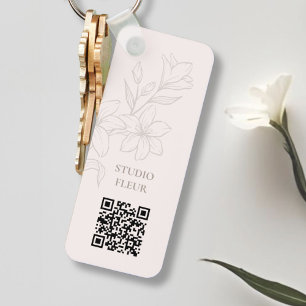 Pale pink   Chic Minimal Floral QR Sleutelhanger