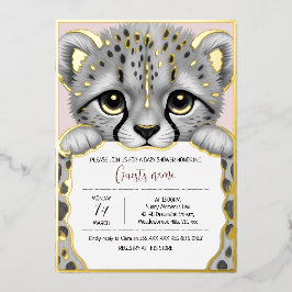 Pale Pink Cub Baby Shower Folie Uitnodiging