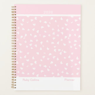 Pale Pink Feminine Minimalist Floral Large Planner