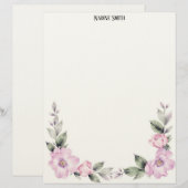Pale Pink Floral Bottom Border Stationery Paper Briefhoofd (Voorkant / Achterkant)