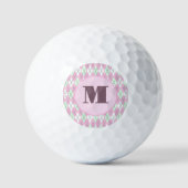 Pale pink green argyle custom monogram ladies golfballen (Voorkant)