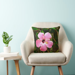 "PALE PINK HIBISCUS COUSSIN D'ACCENT DÉCORATIF"