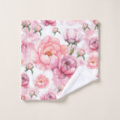 Pale Pink Peonies sur Arrière - plan rose (Gant de toilette)