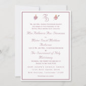 Pale PinkTwo Hearts Catholic Wedding Invitation (Devant)