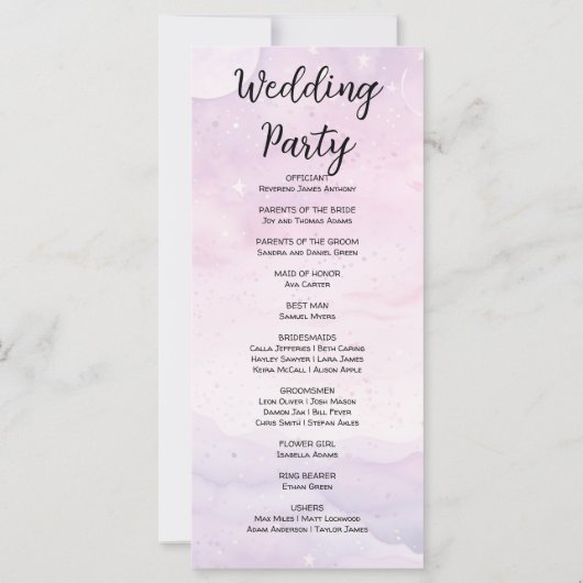 Pale Purple Celestial Wedding Programme (Dos)