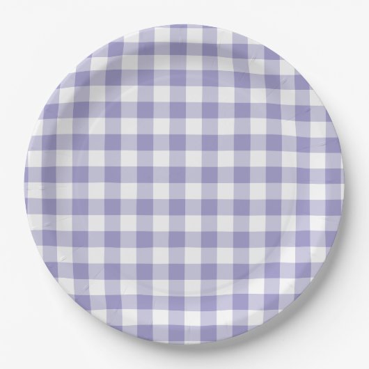 Pale Purple Gingham Check Papieren Bordje (Voorkant)