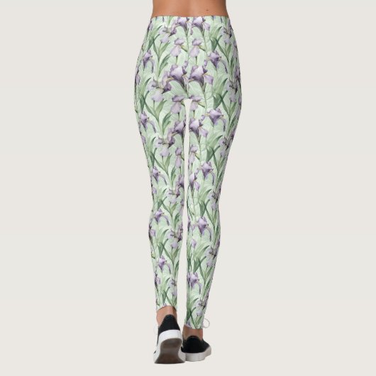 Pale Purple Iris Tout-Sur-Imprimé Leggings (Dos)