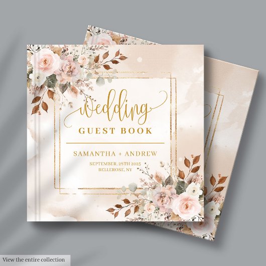 Pale Rose et Gold Automne Florals Mariage livre d'