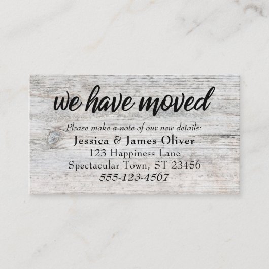 Pale Rustique Bois "Nous Avons Déménagé" Carte d'i (Devant)