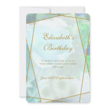 Pale Teal Rose Garden Birthday Invitation Card