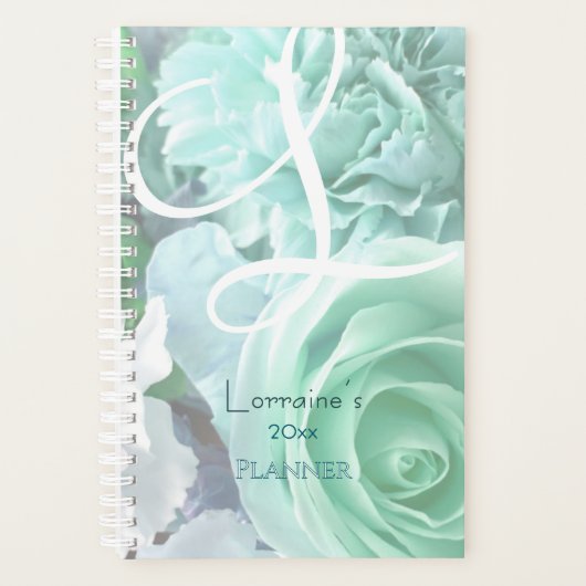 Pale Teal Rose Planner (Voorkant)