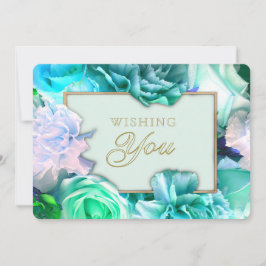 Pale Teal Rose Secret Gardens Birthday Card Kaart