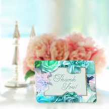 Pale Teal Rose Thank You Card