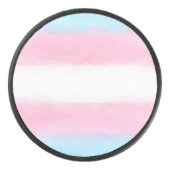 pale trans flag design on hockey puck (Voorkant)