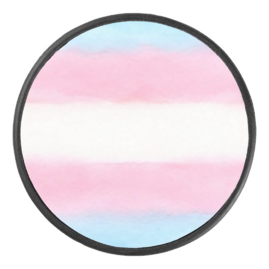 pale trans flag design on hockey puck (Voorkant)