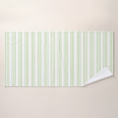 Pale vert et blanc cinq bandes motif (Serviette de bain)