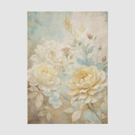 Pale Yellow and White Peony Floral Pattern Tissuepapier