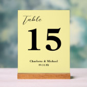 Pale Yellow Minimalist Wedding Table Number (Neutre)