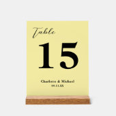Pale Yellow Minimalist Wedding Table Number (Recto)