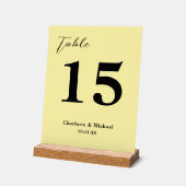 Pale Yellow Minimalist Wedding Table Number (Angle)